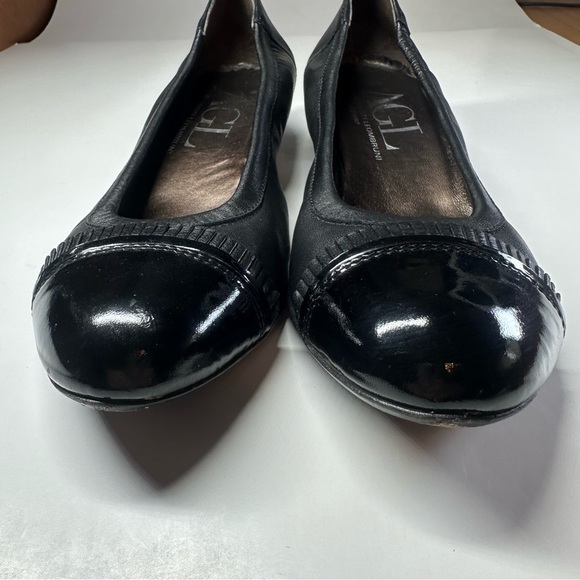AGL Black Leather Rounded Cap Toe Kitten Heels Ballet Shoes 10.5 Minimalist 40.5 - Picture 7 of 12